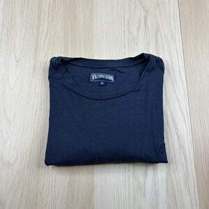 Vilebrequin Navy Blue Cotton Short Sleeve Crew T-Shirt Turtle Logo Mens Size XL